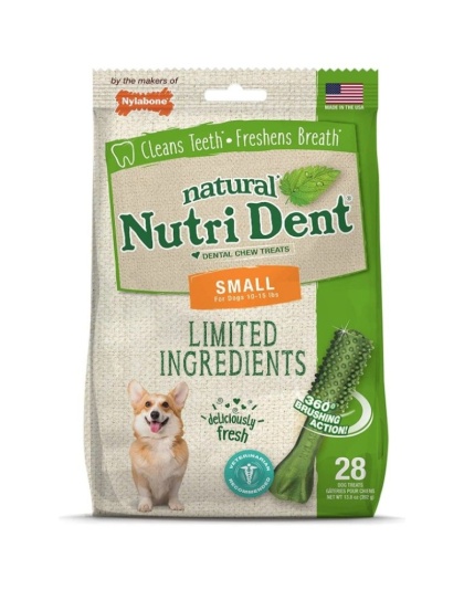 Nylabone Natural Nutri Dent Fresh Breath Dental Chews - Limited Ingredients - Small - 28 Count