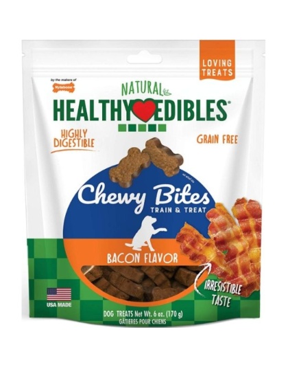 Nylabone Natural Healthy Edibles Bacon Chewy Bites Dog Treats - 6 oz