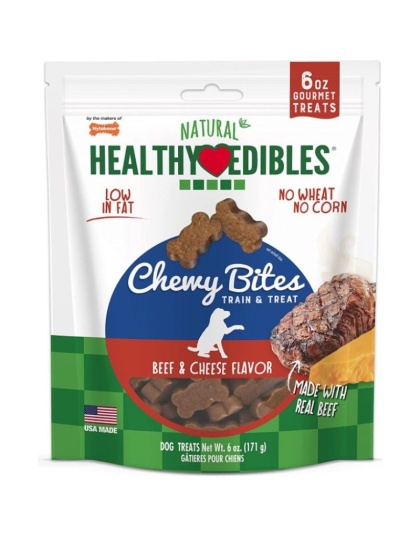 Nylabone Natural Healthy Edibles Beef & Cheese Chewy Bites Dog Treats - 6 oz