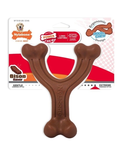 Nylabone Power Chew Wishbone Dog Chew Toy Bison Flavor - Giant - 1 count