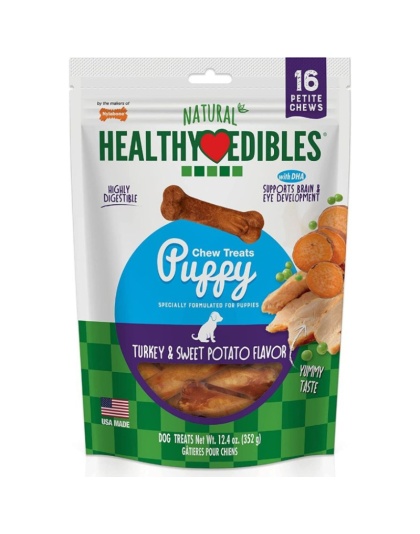 Nylabone Healthy Edibles Chews Turkey and Sweet Potato Flavor Petite - 16 count
