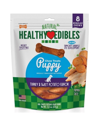Nylabone Healthy Edibles DHA Omega-3 Puppy - Turkey & Sweet Potato Flavor - Regular (8 count)