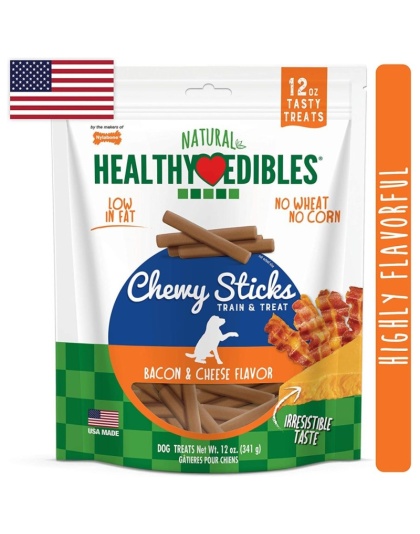 Nylabone Healthy Edibles Natural Chewy Sticks Bacon and Cheese Flavor - 12 oz