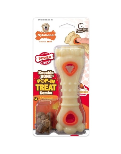 Nylabone Power Chew Knuckle Bone and Pop-In Treat Toy Combo Chicken Flavor Giant - 1 count