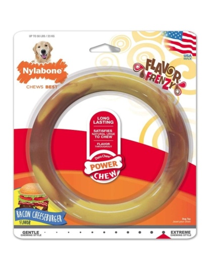 Nylabone Power Chew Ring Dog Toy Bacon Cheeseburger Flavor Large - 1 count