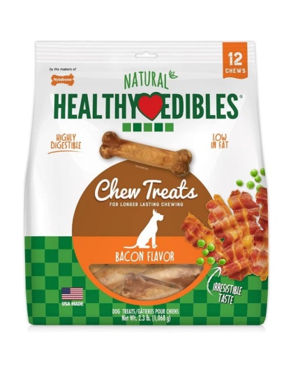 Nylabone Healthy Edibles Wholesome Dog Chews - Bacon Flavor - Wolf (12 Pack)