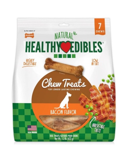 Nylabone Healthy Edibles Wholesome Dog Chews - Bacon Flavor - Wolf (7 Pack)