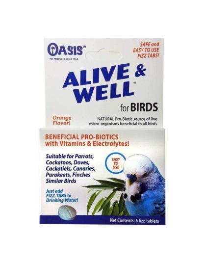 Oasis Alive and Well, Stress Preventative and Pro-Biotic Tablets for Birds - 1 count