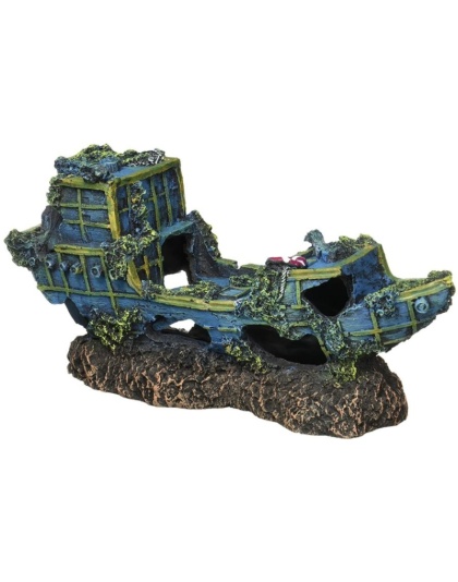 Penn Plax Sunken Ship Aquarium Decor - Medium - 12"L x 3.5"W x 6.5"H