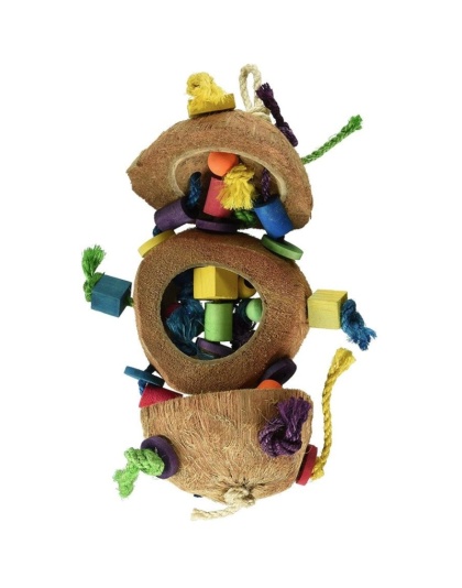 Penn Plax Natural Coconut Bird Kabob with Wood & Sisal - 1 Pack - (Approx. 15in. High)