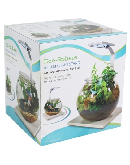 Penn Plax Eco-Sphere Bowl with Plant-Grow LED Light - 1.1 gallon