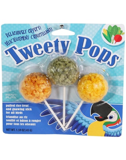 Penn Plax Tweety Pops Puffed Rice Bird Treat - 3 count