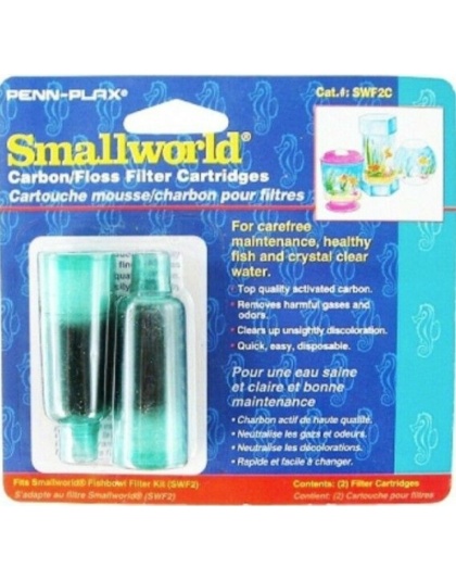Penn Plax Smallworld Carbon/Floss Filter Cartridges - 2 Pack