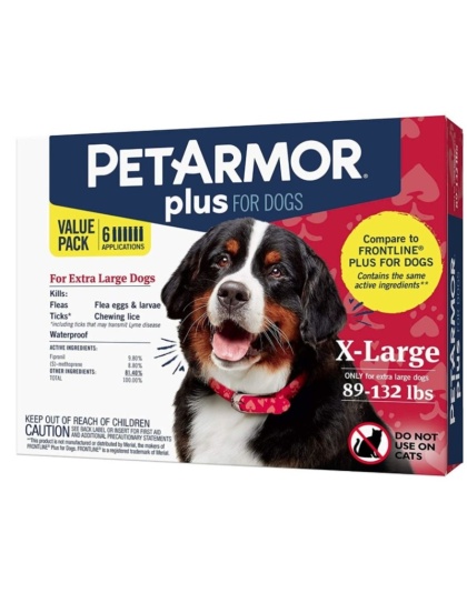 PetArmor Plus Flea and Tick Treatment for X-Large Dogs (89-132 Pounds) - 6 count