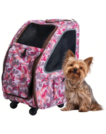 Petique 5-in-1 Pet Carrier for Dogs Cats and Small Animals Pink Camo - 1 count