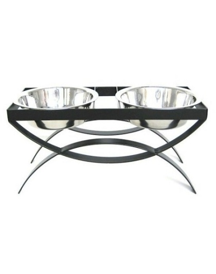 SeeSaw Double Elevated Dog Bowl - Medium/Black