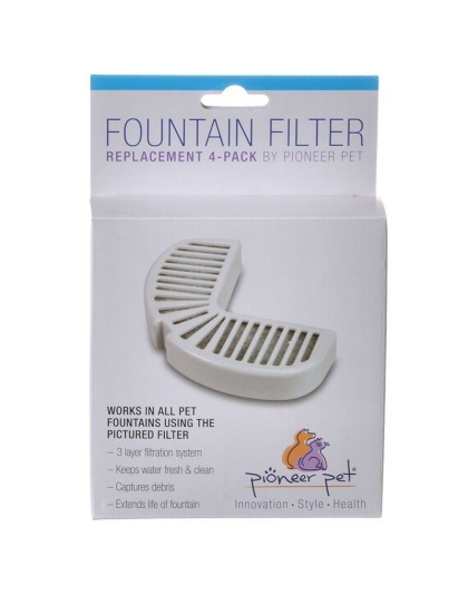 Pioneer Replacement Filters for Stainless Steel and Ceramic Fountains - 4 Pack