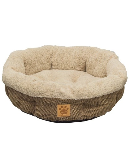 Precision Pet Natural Surroundings Shearling Dog Donut Bed - Coffee - 21" Diameter x 5" High