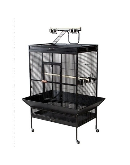 Select Wrought Iron Play Top Parrot Cage - Pewter