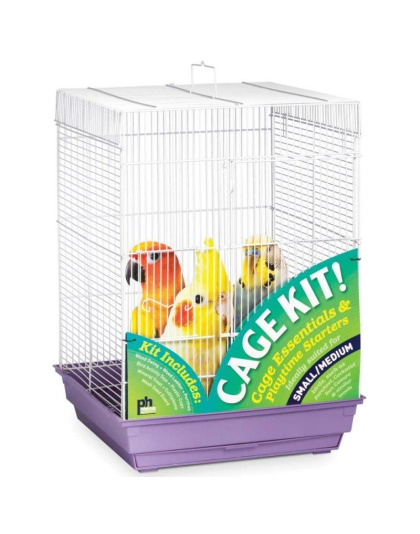 Prevue Square Top Bird Cage Kit - Purple - Small - 1 Pack - (16"L x 16"W x 22"H)