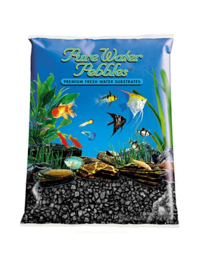Pure Water Pebbles Aquarium Gravel - Jet Black - 25 lbs (3.1-6.3 mm Grain)