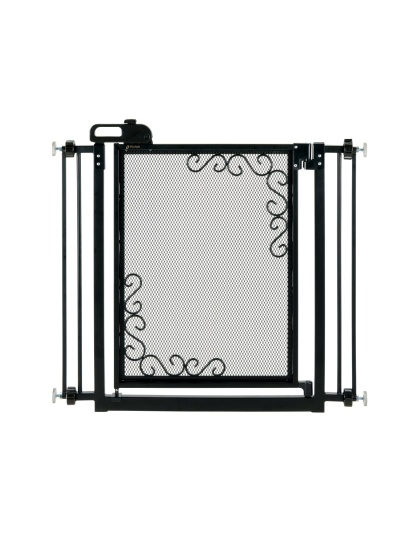 One-Touch Metal Mesh Pet Gate in Black