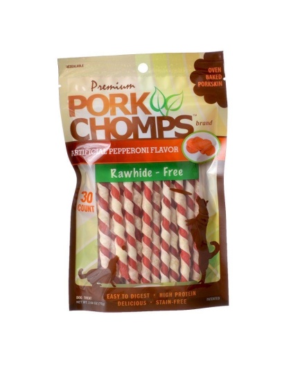 Pork Chomps Twistz Pork Chews - Pepperoni Flavor - Mini Twists - 30 Count