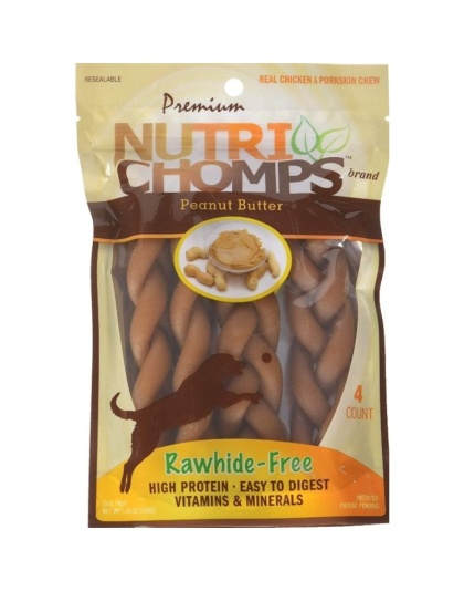 Pork Chomps Premium Nutri Chomps Peanut Butter Flavor Braids - 4 count