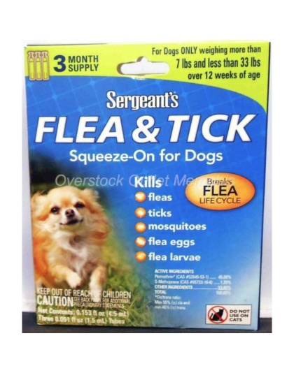 Sergeants Flea and Tick Squeeze-On Dog 33lb and Under - 3 count