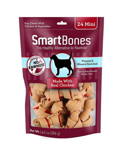 SmartBones Chicken & Vegetable Dog Chews - Mini - 2" Long - Dogs under 20 Lbs (24 Pack)