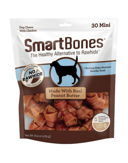 SmartBones Mini Chicken and Peanut Butter Bones Rawhide Free Dog Chew - 30 count