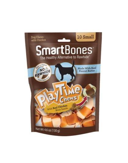 SmartBones PlayTime Chews for Dogs - Peanut Butter - Small - 10 Pack - (1.25"-1.5" Diameter Chews)