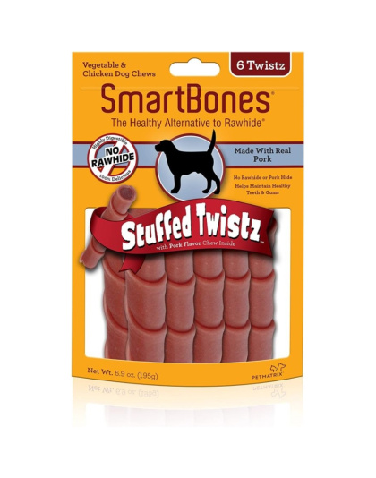 SmartBones Stuffed Twistz Vegetable and Pork Rawhide Free Dog Chew - 6 count