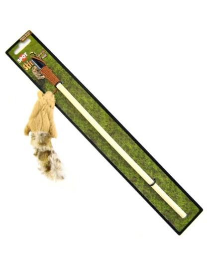 Spot Skinneeez Squirrel Cat Toy with Wand - Squirrel Cat Toy with Wand