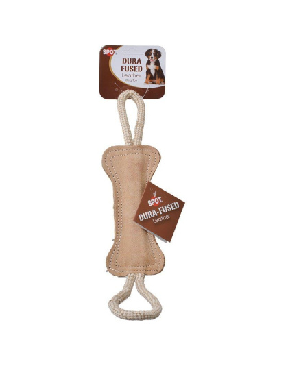 Spot Dura-Fused Leather Bone Tug Dog Toy - 18" Long