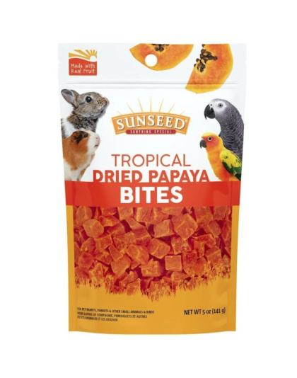 Sunseed Tropical Dried Papaya Bites for Birds and Small Animals  - 5 oz