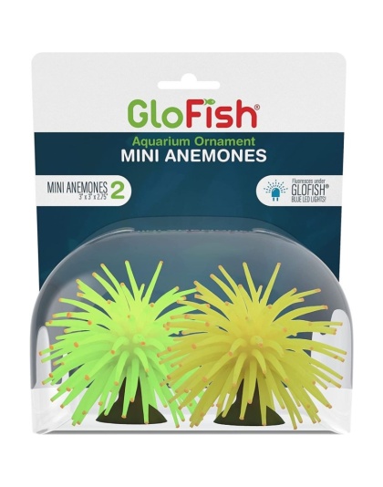 Tetra GloFish Anemone Aquarium Ornament Mini Multi-Pack - 2 count