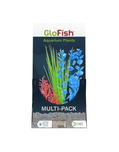 Tetra GloFish Aquarium Plant Multi-Pack Orange, Green, and Blue - 3 count