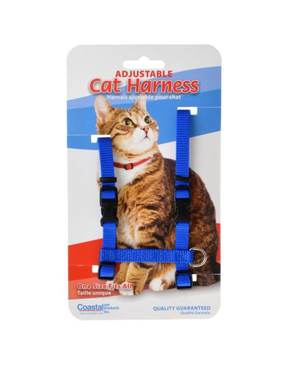 Tuff Collar Nylon Adjustable Cat Harness - Blue - Girth Size 10in.-18in.