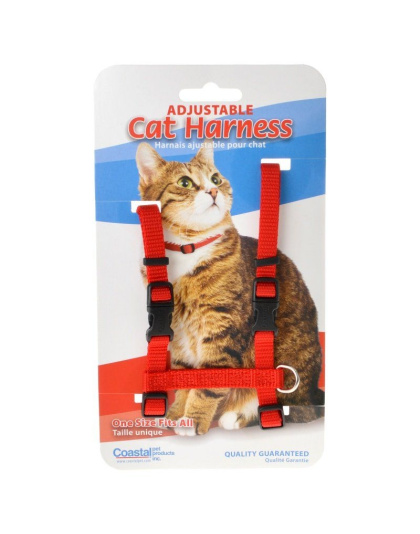 Tuff Collar Nylon Adjustable Cat Harness - Red - Girth Size 10in.-18in.
