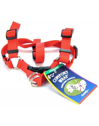 Tuff Collar Comfort Wrap Nylon Adjustable Harness - Red - Large (Girth Size 26"-40")