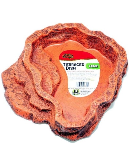 Zilla Decor Terraced Dish for Food or Water - Large (9.5"L x 8.87"W x 1.87"H)