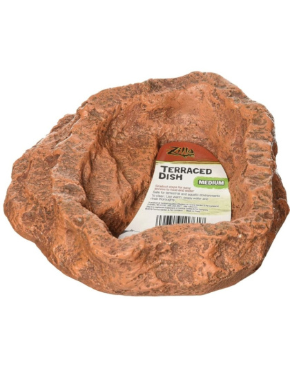 Zilla Decor Terraced Dish for Food or Water - Medium (6"L x 5.75"W x 1.5"H)