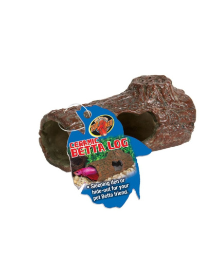 Zoo Med Aquatic Ceramic Betta Log Ornament - 4.25" Long x 2.5" Diameter